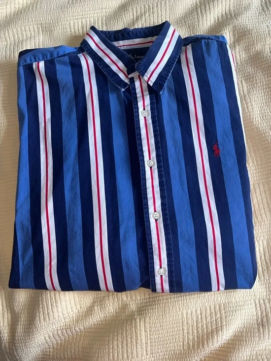 Men’s Ralph Lauren Button-Up Shirt – Classic Striped | 100% Cotton - Picture 4 of 7